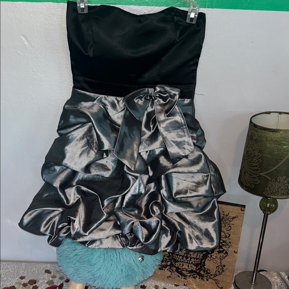 Elegant Black and Silver Strapless Dress by Trixxi
